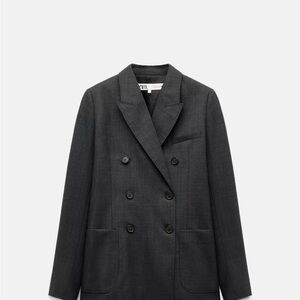 Zara Collection Gray Double-Breasted Blazer